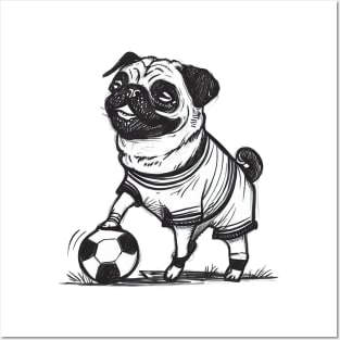 Pug plays Football Posters and Art